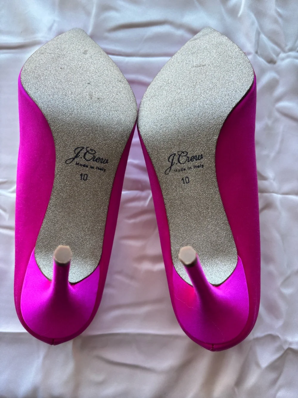 J. Crew Hot Pink Pointed Toe Pumps with Glitter Soles